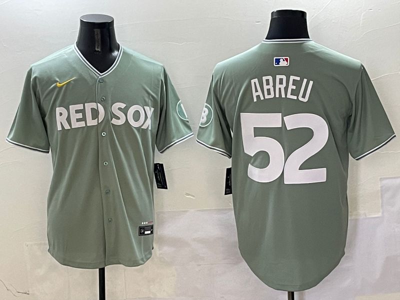 Men Boston Red Sox #52 Abreu Green Joint Name Game Nike 2025 MLB Jersey style 1